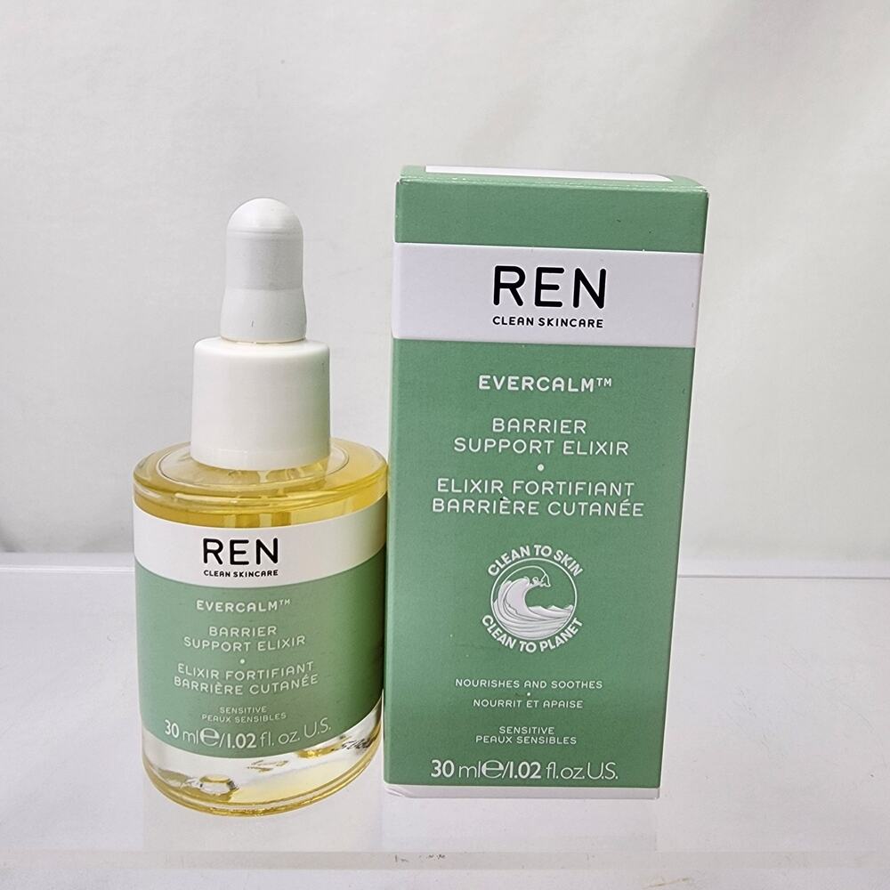 Ren Clean Skincare Evercalm Barrier Support Elixir 1.02 fl oz Nourishes Soothes